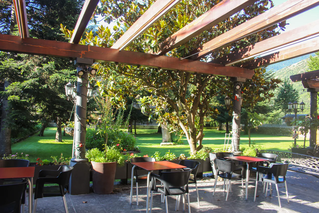 Tables under the pergola